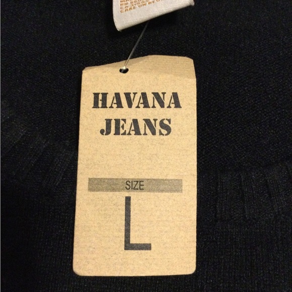 Havana Jeans Cropped Black Sweater Juniors L - Picture 5 of 6